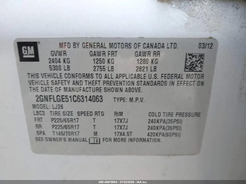 2012 CHEVROLET EQUINOX LTZ