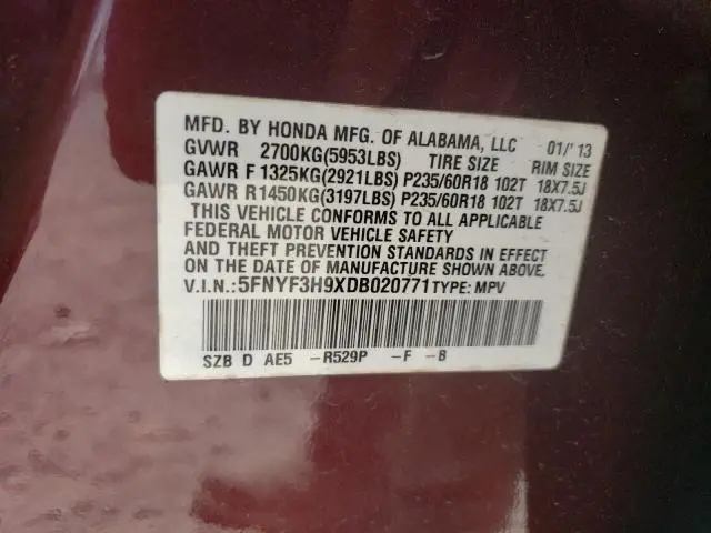 2013 HONDA PILOT TOURING  