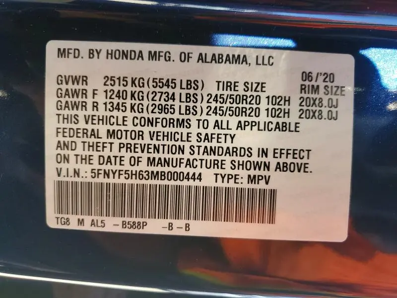 2021 HONDA PILOT TOURING  