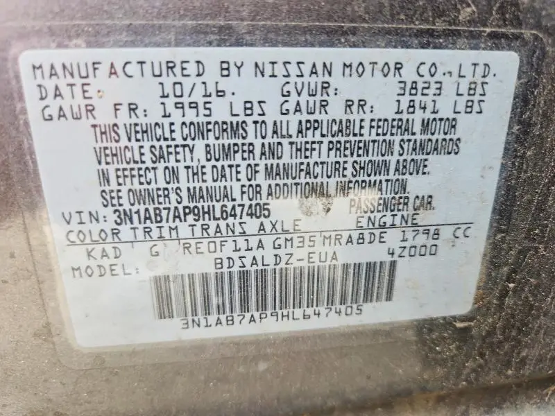 2017 NISSAN SENTRA SV  