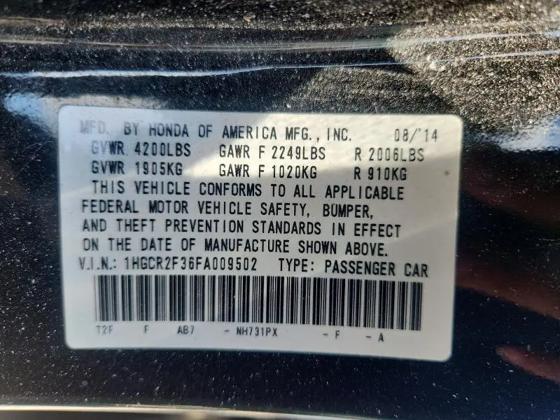 2015 HONDA ACCORD LX  