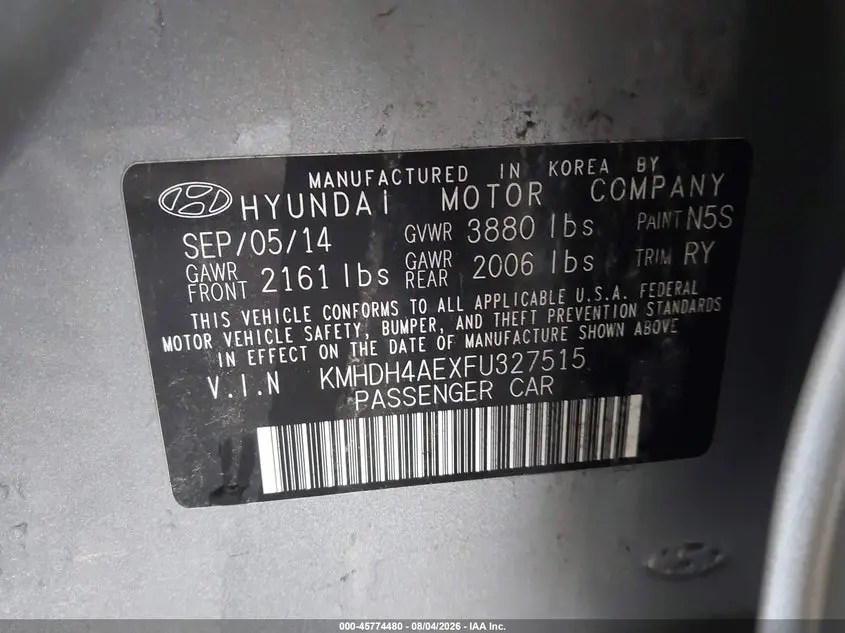 2015 HYUNDAI ELANTRA LIMITED