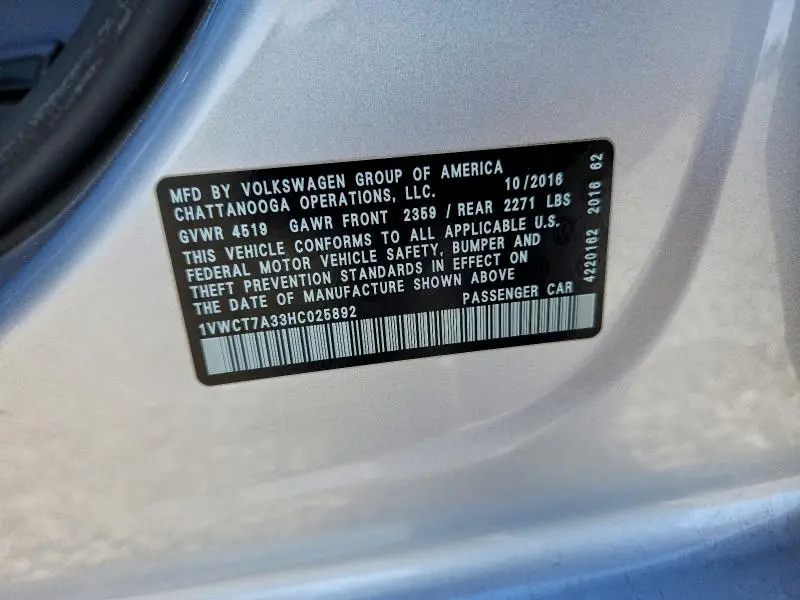 2017 VOLKSWAGEN PASSAT SEL PREMIUM  