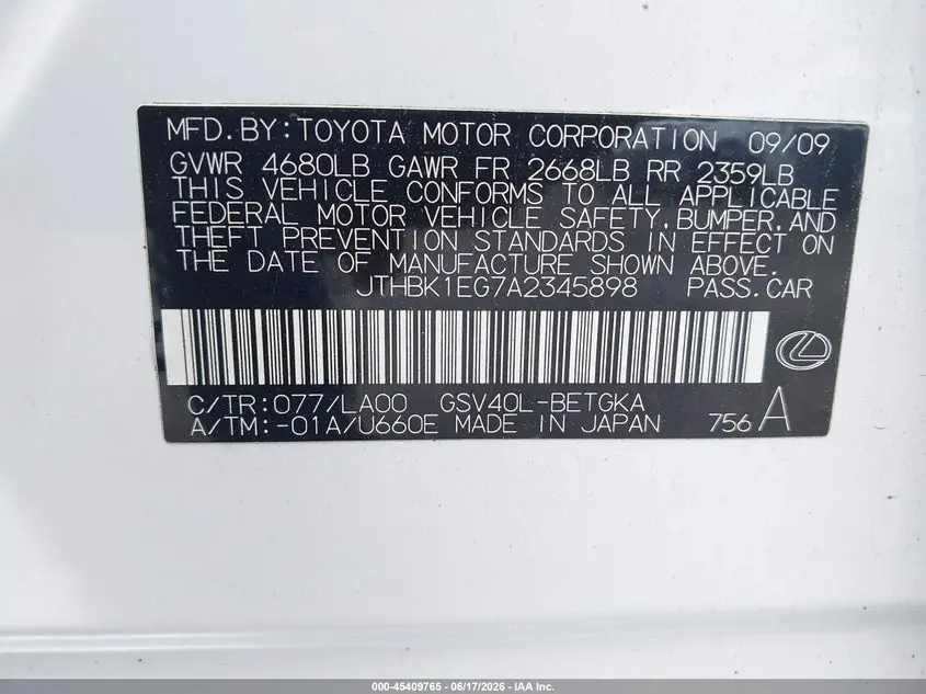 2010 LEXUS ES 350  