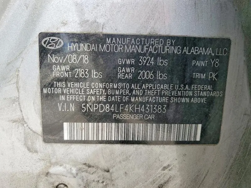 2019 HYUNDAI ELANTRA SEL  