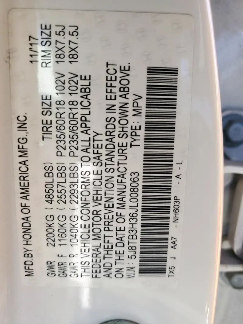 2018 ACURA RDX   
