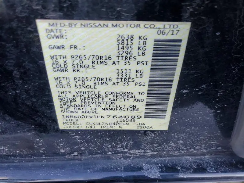 2017 NISSAN FRONTIER S  