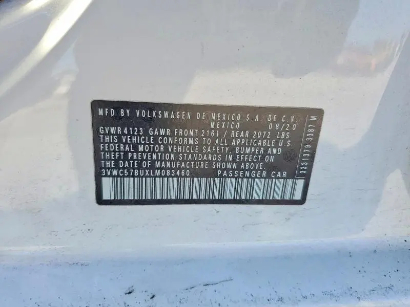 2020 VOLKSWAGEN JETTA S  