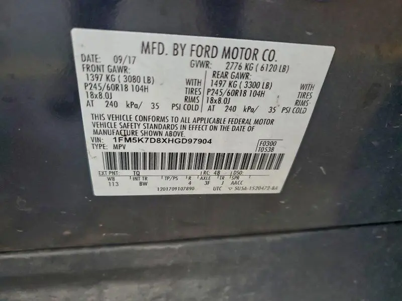 2017 FORD EXPLORER XLT  