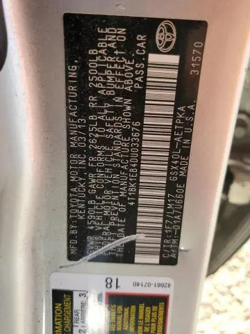 2013 TOYOTA AVALON BASE  