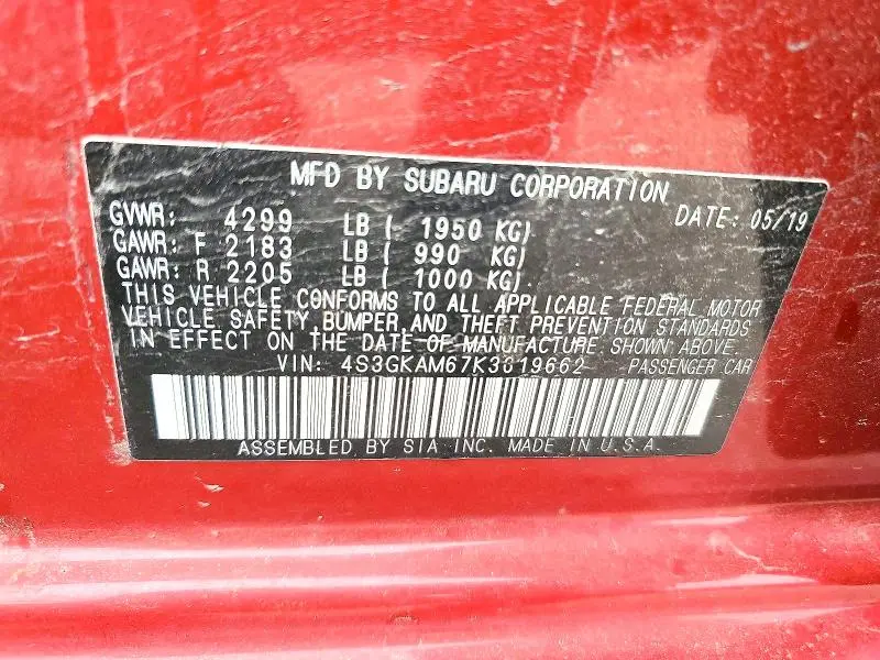 2019 SUBARU IMPREZA SPORT  
