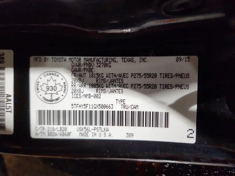 2016 TOYOTA TUNDRA CREWMAX LIMITED  
