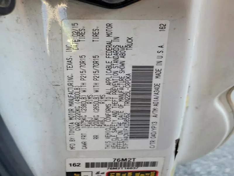 2015 TOYOTA TACOMA BASE  