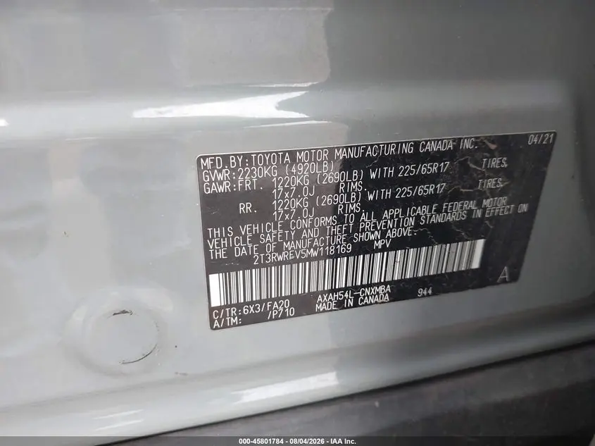 2021 TOYOTA RAV4 HYBRID XLE