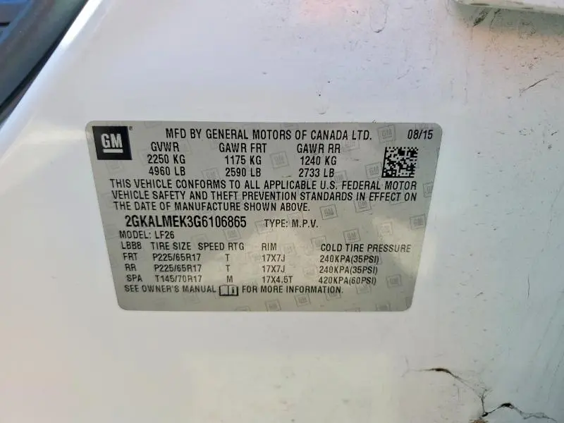 2016 GMC TERRAIN SLE  