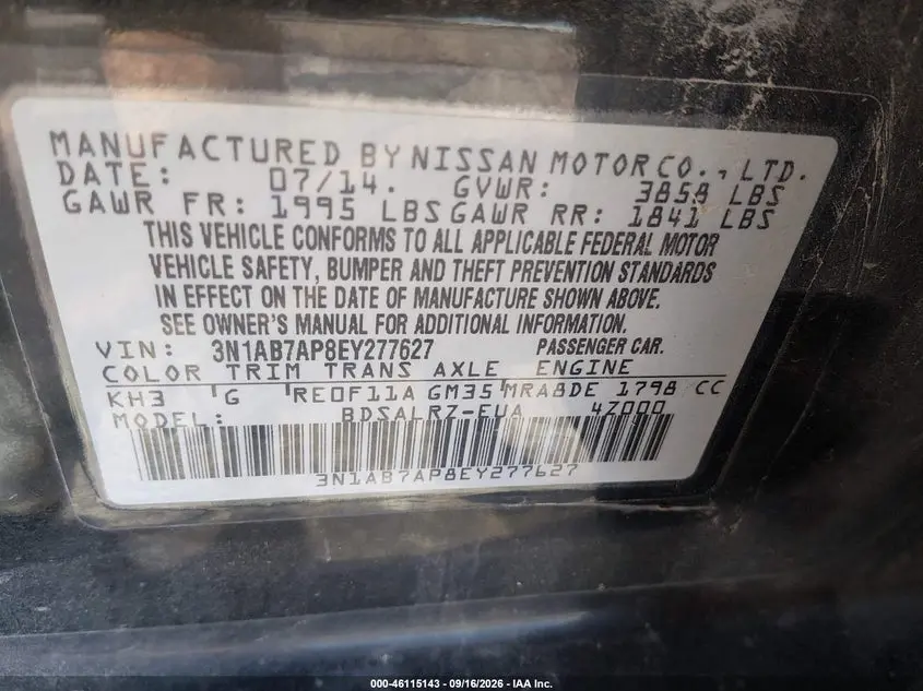 2014 NISSAN SENTRA SR