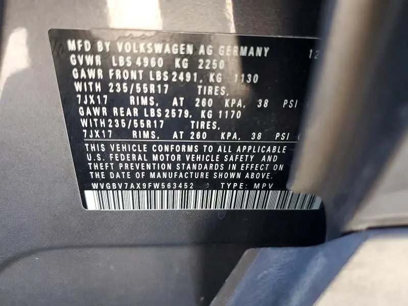 2015 VOLKSWAGEN TIGUAN S  