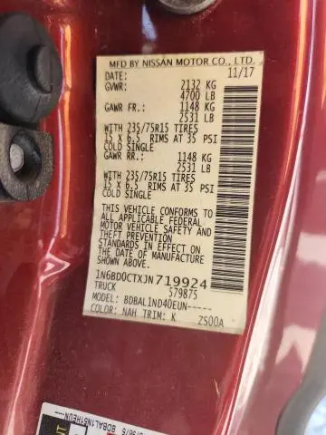 2018 NISSAN FRONTIER S  