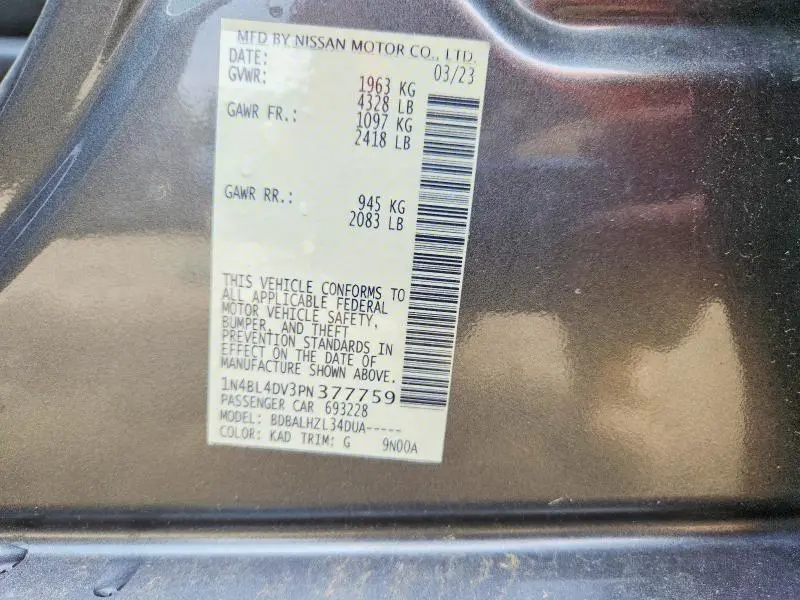 2023 NISSAN ALTIMA SV  