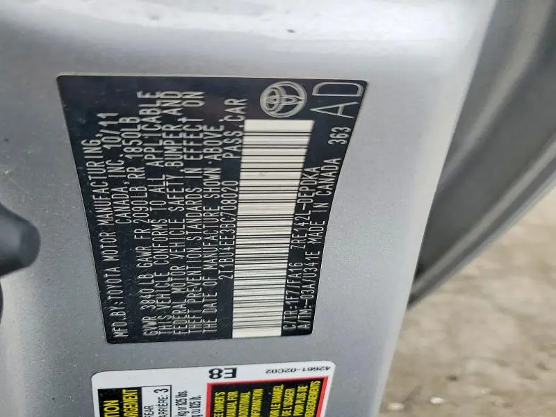 2011 TOYOTA COROLLA BASE  