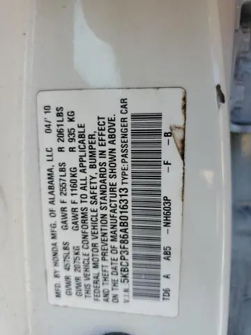 2010 HONDA ACCORD EXL  