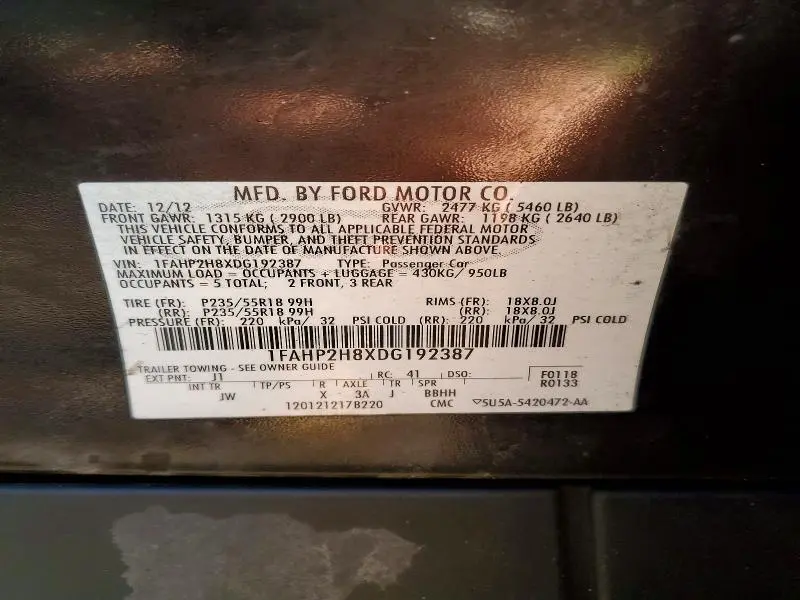 2013 FORD TAURUS SEL  