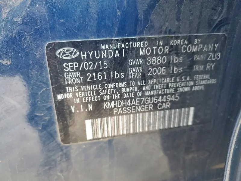 2016 HYUNDAI ELANTRA VALUE EDITION  