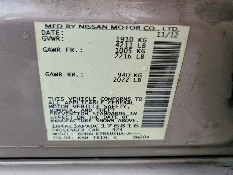 2013 NISSAN ALTIMA 2.5  