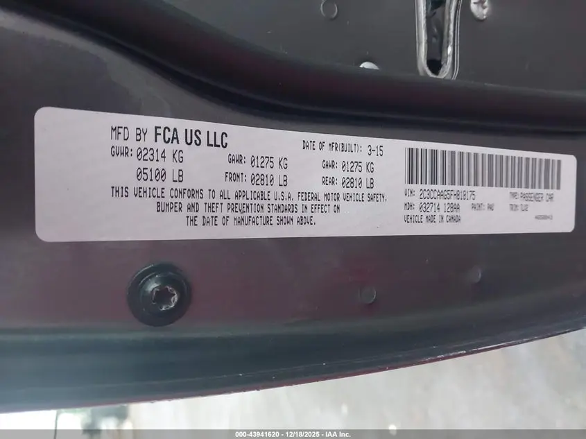 2015 CHRYSLER 300 LIMITED