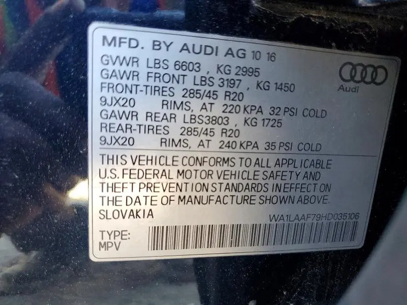 2017 AUDI Q7 PREMIUM PLUS  