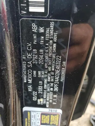 2022 KIA FORTE FE  
