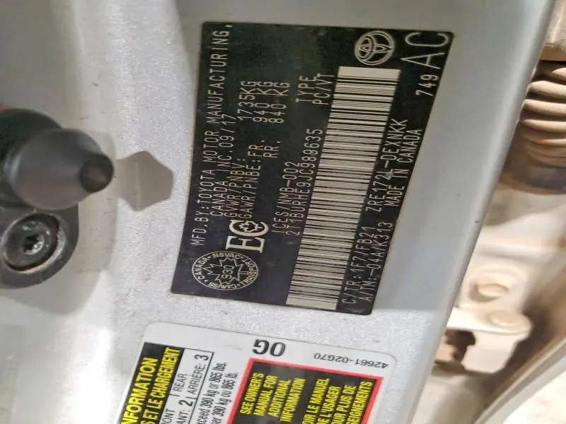 2018 TOYOTA COROLLA L  