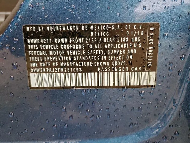 2015 VOLKSWAGEN JETTA BASE  