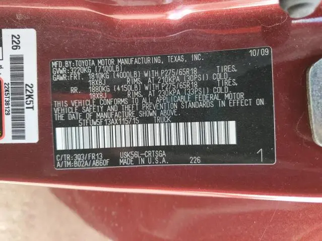 2010 TOYOTA TUNDRA DOUBLE CAB SR5  