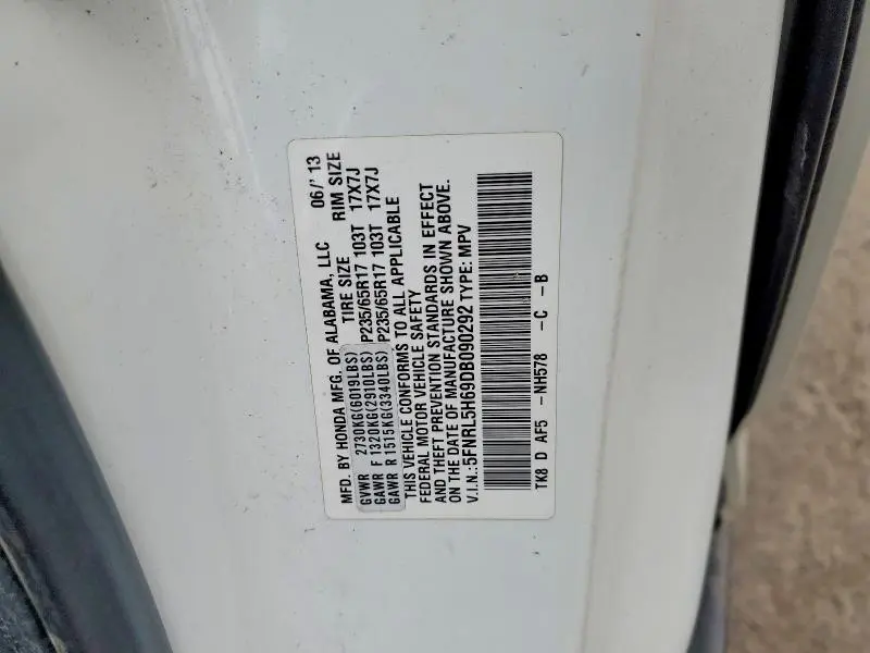 2013 HONDA ODYSSEY EXL  