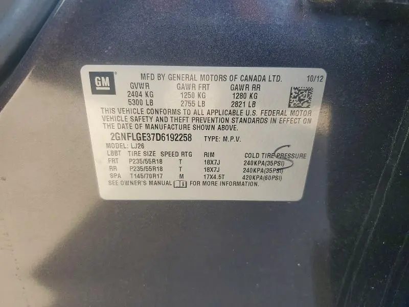 2013 CHEVROLET EQUINOX LTZ  