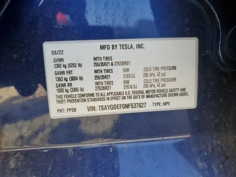 2022 TESLA MODEL Y   