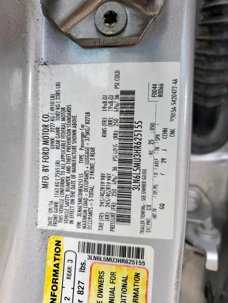 2017 LINCOLN MKZ HYBRID RESERVE  