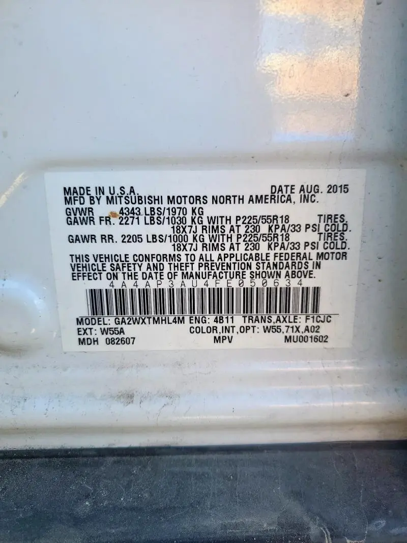 2015 MITSUBISHI OUTLANDER SPORT ES  