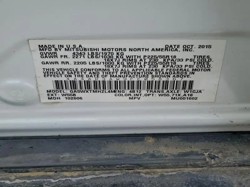 2015 MITSUBISHI OUTLANDER SPORT ES  