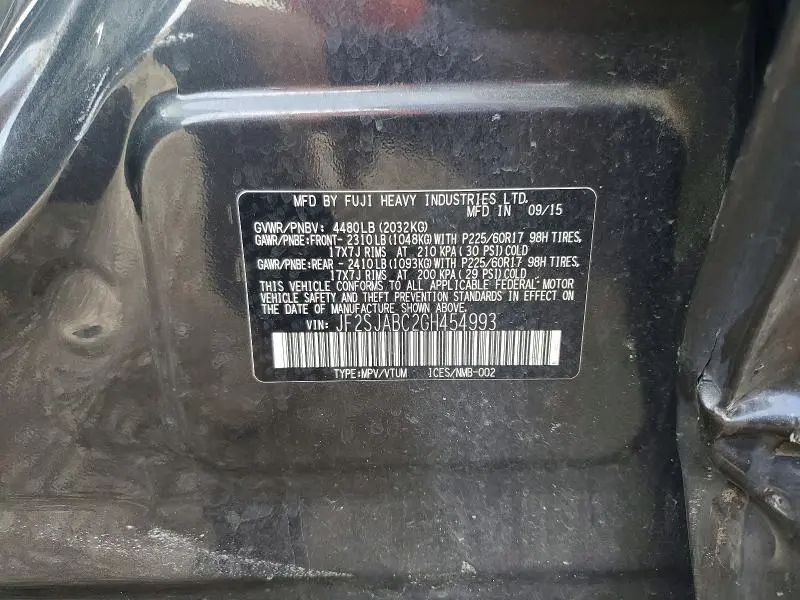 2016 SUBARU FORESTER 2.5I  