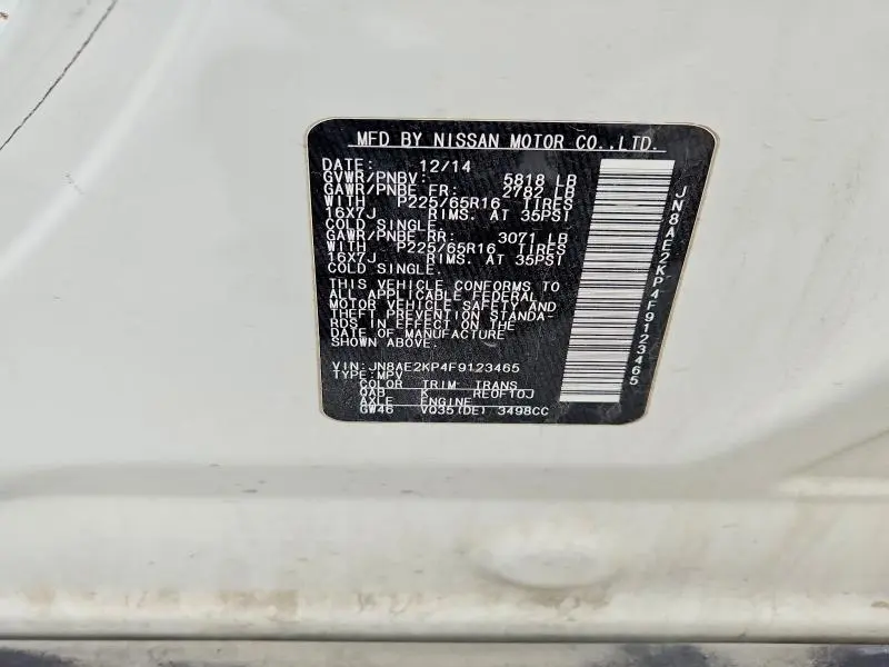 2015 NISSAN QUEST 3.5 SV  