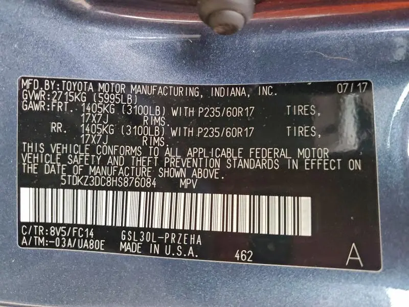 2017 TOYOTA SIENNA LE  