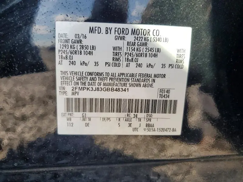 2016 FORD EDGE SEL  