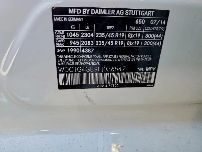 2015 MERCEDES-BENZ GLA 250 4MATIC  