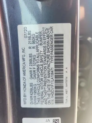 2020 HONDA ACCORD LX  