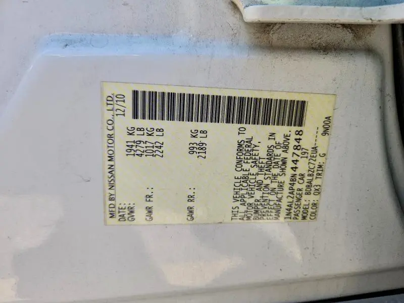 2011 NISSAN ALTIMA BASE  