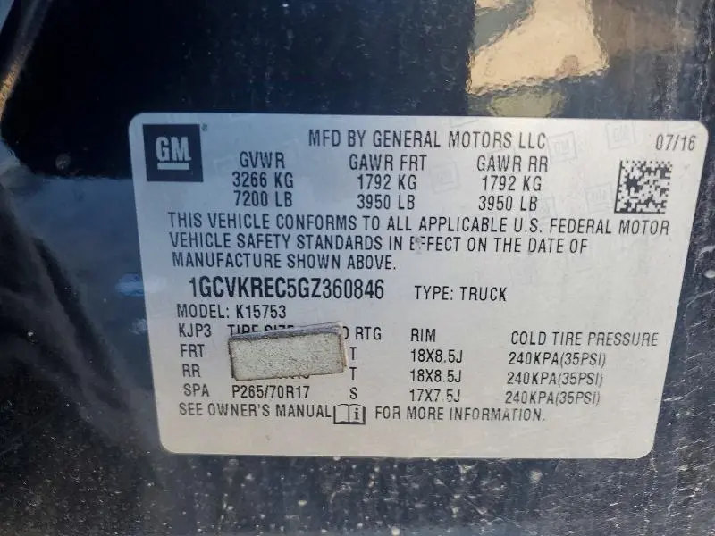 2016 CHEVROLET SILVERADO K1500 LT  