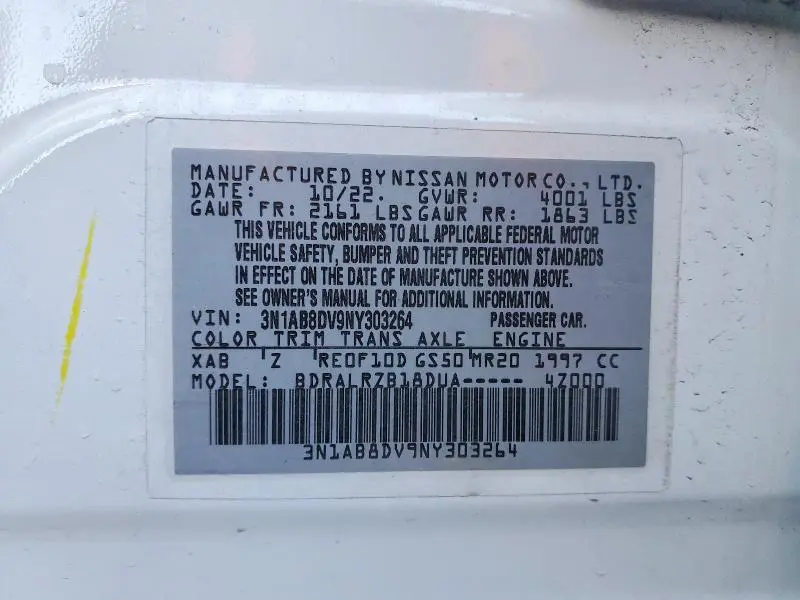 2022 NISSAN SENTRA SR  