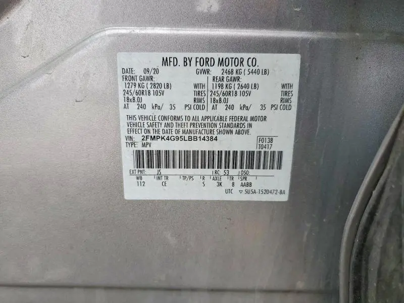 2020 FORD EDGE SE  